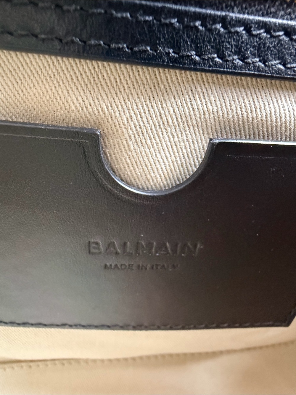 Balmain B-Buzz Cream Canvas and Tan Leather Logo Satchel - Picture 12 of 15